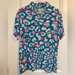 Teal Short-Sleeve Button-Down Shirt - Teal Multi